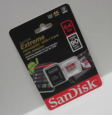 Sandisk 64G Micro Extreme U3 4K ultra HD video SD card for DJI Mavic Pro air - Image 1 of 4