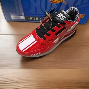 Hot Wheels-REEBOK Kids  Classic Lather Race Car Step N Flash Shoe Sz 1 Free Car - Picture 1 of 10