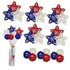24 Pcs 4th of July Star Rattan Decoration, Red Blue White Stars for 4th of 