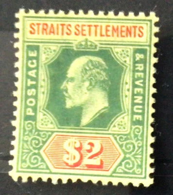 Straits Settlements 1906, SG 166, $2 Green & Red/Yellow Lightly Mounted C/V £40 - Image 1 of 2