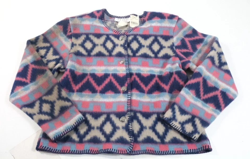 Abrigo polar vintage Petite Sophisticate para mujer estampado geométrico talla Petite años 80 Foto 1 de 4