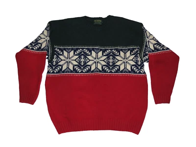 Suéter McAdam Knitwear Para Hombres Grande Escocia Lana Pura Copo de Nieve Rojo/Verde/Azul Foto 1 de 2