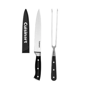 Cuisinart Forged Triple Rivet CARVING KNIFE and FORK SET Turkey Poultry * NEW * - Picture 1 of 4