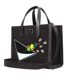 Kate Spade Manhattan Martini Tote Embellished Crossbody Handbag Black NEW - Picture 1 of 19