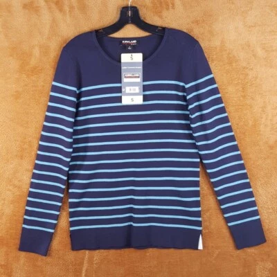 KIRKLAND Sweater Womens Small Blue Stripe Pullover Crewneck Knit - Image 1 of 4
