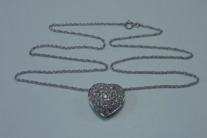 14K White Gold Heart Pendant with 1 ct. tw. Diamonds & 18" 14K Chain - Picture 1 of 6