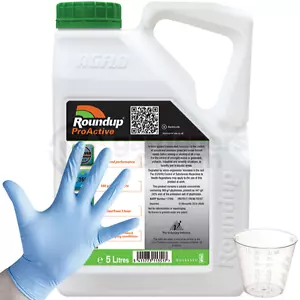 1 X 5L ROUNDUP PROACTIVE 360 STRONG GLYPHOSATE WEEDKILLER + FREE CUP & GLOVES - Picture 1 of 1