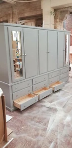 HANDMADE AYLESBURY (GREY+SILVER HANDLES) 12 DRAWERS/6 DOORS LARGE WARDROBE NOT F - Picture 1 of 4
