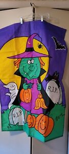 New Vintage Halloween Witch Decorative Outdoor Flag Large Banner 28x 40 Applique