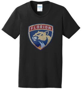 Women's Florida Panthers Ladies Bling T-Shirt Crew Shirt Tee Hockey Sparkle - Picture 1 of 1