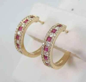 2.5ct Round Cut Cubic Zirconia 14k Yellow Gold Plated Huggie Hoop Earrings - Picture 1 of 3
