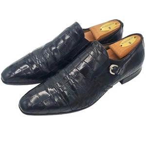 Cesare Paciotti Lux Italy Alligator Leather Men's 7 Black Monk Strap Dress Shoes - Picture 1 of 12