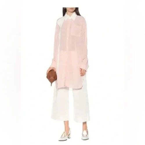 Abito Camicia Alta Bassa Autentico Loewe Rosa Oversize Bottoni Taglia M Nuovo con etichette