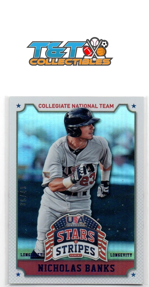 Nicholas Banks 2015 Panini USA BB Stars & Stripes Longevity Sapphire #77 /49 11a - Image 1 of 1