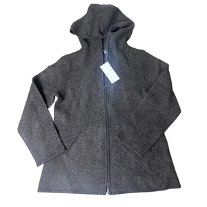 Eileen Fisher Lambswool Cotton Hooded Zip Jacket Brown XS/S - Alpaca Style Look - Bild 1 von 8