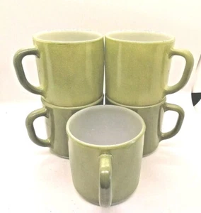 Five (5) Federal Glass Avocado Green Vintage Coffee Mugs - Picture 1 of 5