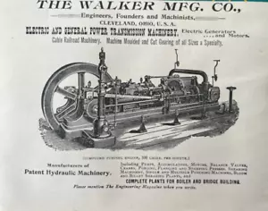 Maquinaria de motor de bombeo Cleveland Ohio estampado vintage Walker Mfg Company 1894 - Imagen 1 de 2
