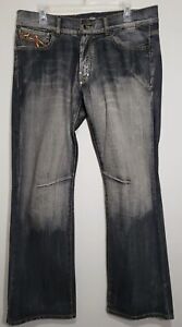 Parasuco Style#9237YV8 Vintage Distressed Acid Wash Bootcut Jeans Men's 36/34