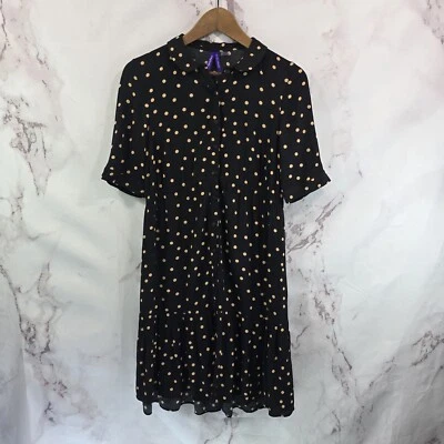 Seraphine Dress Women 2 XS Black Brown Polka Dot Maternity Nursing Button Front  - Image 1 of 4