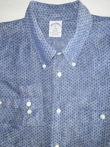 Camisa BROOKS BROTHERS REGENT Azul Abotonada 100% LINO SLIM FIT XL 17 1/2 x 36 - Imagen 1 de 11