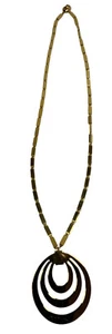 Vintage Monet Modernist Gold Tone Bar Link Triple Loop Statement Necklace 17" - Picture 1 of 7