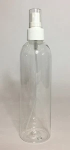 250ml PET Clear Plastic Tall Boston Bottle And White Atomiser Spray ANY AMOUNT - Bild 1 von 1