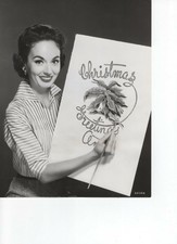 Ann Blyth makes a Christmas card VINTAGE Photo