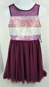 12 Girls Emily West Tutu Sleeveless Party Dress Burgundy Purple Sequin Holiday - Picture 1 of 4