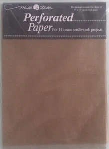 Mill Hill Antique Brown Perforated Paper -14 Count - 2 Sheets 9” x 12” NOS GC - Picture 1 of 3