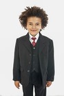 Boys Black Suit 5 Piece Wedding Page Boy Baby Formal Party Smart  (0-3 - 14 yrs)