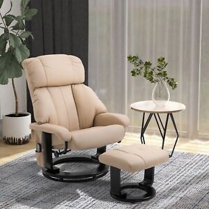 Massage PU Leather Lounge Living Room Recliner Chair w/ Remote, Footrest, Beige