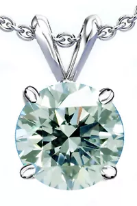 2.54 Ct Vvs1+White Ice Round Moissanite Diamond Solitaire Silver Pendant - Picture 1 of 2