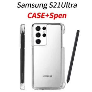For Samsung Galaxy S21 Ultra 5G Clear Cover Case with Pen Slot + Stylus Pen New - Picture 1 of 10
