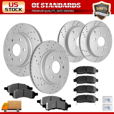 Pastilhas de freio dianteiras traseiras rotores de disco para Chevy Traverse GMC Acadia Buick Enclave - Imagem 1 de 4