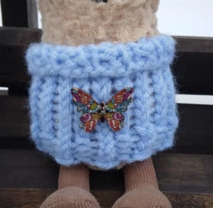 Light Blue Butterfly Button Tube Top Sweater For Small Peanut Bean Plushies - Picture 1 of 4