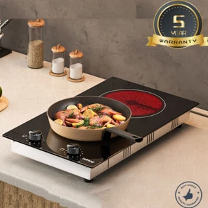 Piano Cottura Vetroceramica 2 Fuochi Elettrico Incasso Comando a Manopola-3200W - Foto 1 di 10