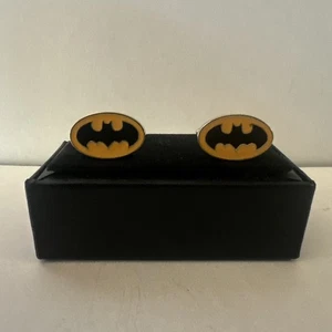 Batman Cufflinks Black Yellow DC Comics Dark Knight Men’s Accessories - Picture 1 of 5