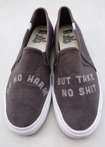 RARE Keds Shoes Womens 9 Sneakers Bee & Fox Gray/ White Canvas SEE CURSE WORD ! - Picture 1 of 9