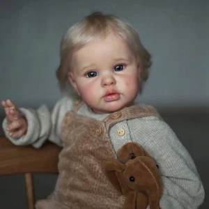 Painted 22" Reborn Baby Doll Toddler Girl Hand-Rooted Hair Cloth Body Gift Toys - Bild 1 von 7