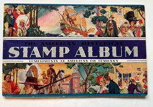 1937 American Oil Company Historical Stamp Album Complete w/ 32 Stamps AMOCO - Picture 1 of 8