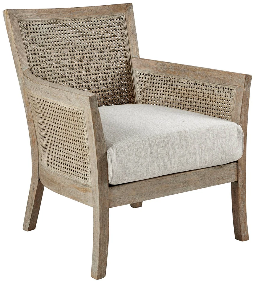 Diedra Reclaimed Natural Solid Wood and Rattan Accent Chair - Image 1 of 1