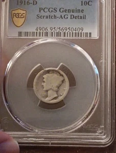 Key Date ๐1916- D Mercury Dime PCGS AG Detail - Picture 1 of 2