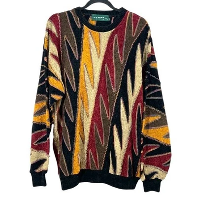 Suéter geométrico vintage Tundra 3D malha médio pré-amado - Imagem 1 de 4
