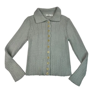 Cárdigan Suéter Tejido Bebé Alpaca Seda Azul Claro-Gris Mediano Inis Meain Usado en Excelente Condición - Imagen 1 de 24