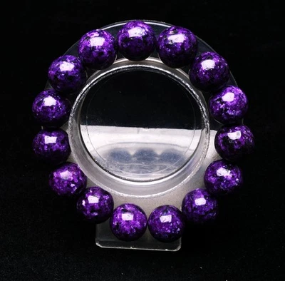 Brazalete de cuentas redondas de piedras preciosas de cristal charoita púrpura natural de 13,7 mm de alta calidad Foto 1 de 4