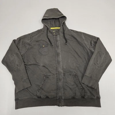 碳 2 钴军用夹克男式 XXL 灰色连帽衫全拉链肘贴  — 第 1/4 张图片