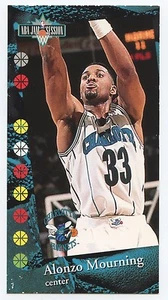 ALONZO MOURNING: 1995 Fleer Jam Session Game Test Samples - Charlotte Hornets - Picture 1 of 2