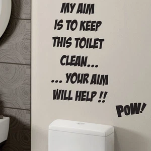 Toilet Bathroom Art Funny Wall Quote Stickers Wall Decals Bathroom Decorations - Picture 1 of 5