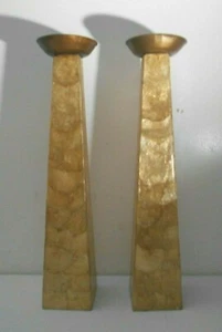 Candle Holders Rustic Nautical Seashell Style 18" Tall Tapered Pillar Set of 2 - Picture 1 of 5