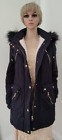 Ladies Navy Parka Style Quilted Coat Size 8 Thick and Warm Beautiful Condition